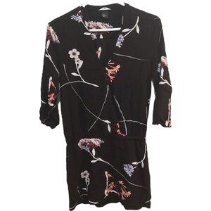 H&M Black Floral Longsleeve Dress Size 4